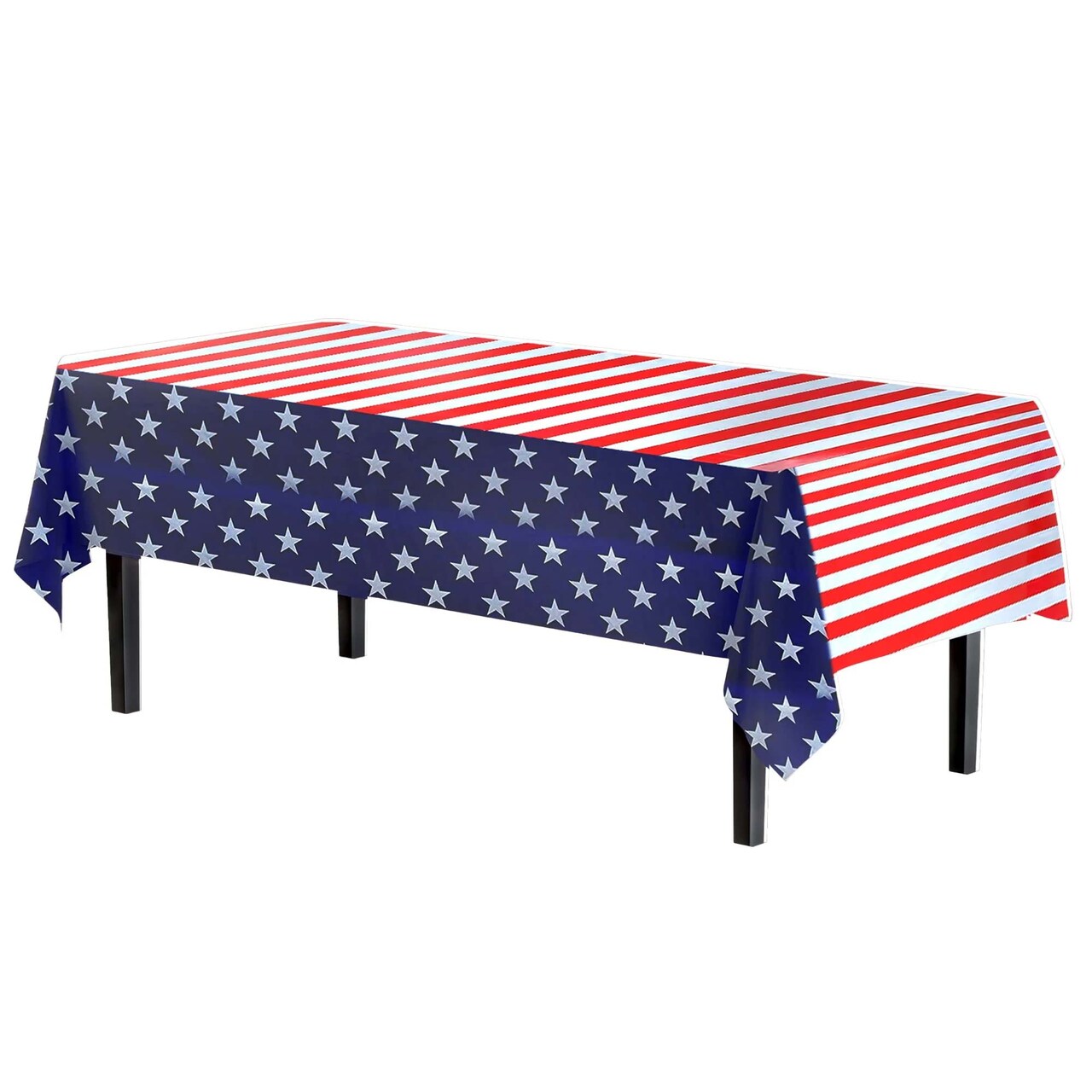 American Flag Plastic Tablecloth 54 by 108 Inches Patriotic Party Decor
